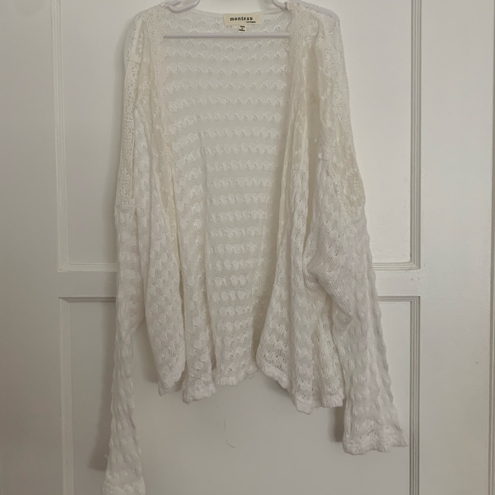 BRAND NEW ivory knitted lace cardigan sweater
